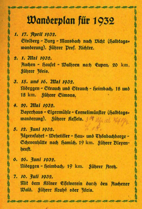 Wanderplan 1932 Seite 2
