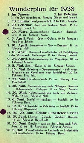 Wanderplan 1938 Seite 2