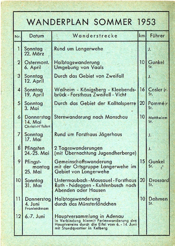 Wanderplan 1953 Seite 2