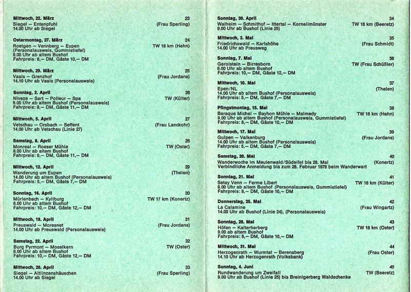 Wanderplan 1978 Seite 2