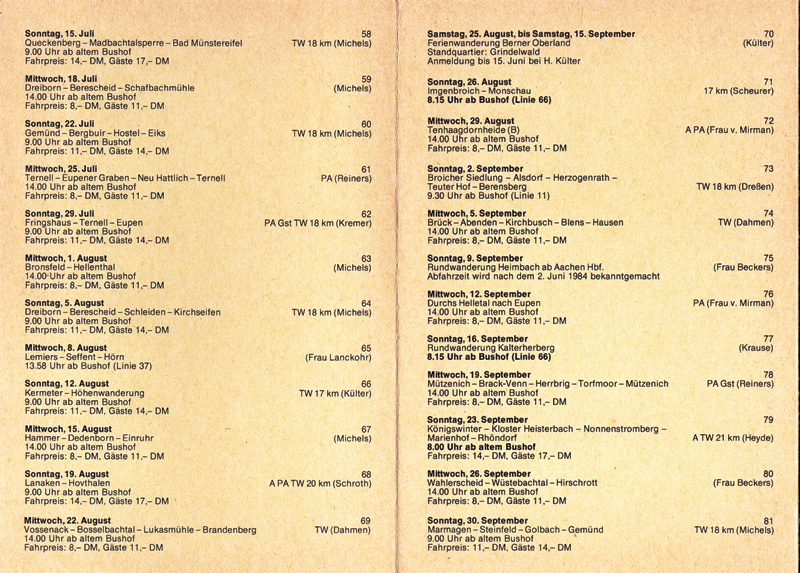 Wanderplan 1984 Seite 2
